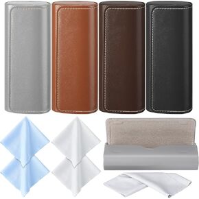 4Pack Glasses Case, Eyeglasses Case Hard Shell, Lightweight Portable Case for Sunglasses Eye Glasses Case with Cleaning Cloth Unisex