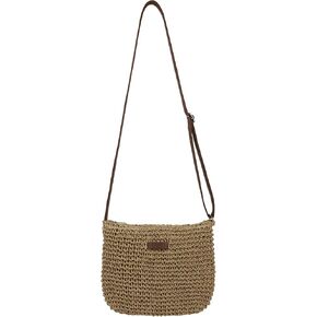 Straw Crossbody Bag for Women Handmade Woven Beach Bag Vacation Shoulder Handbag Purse for Summer