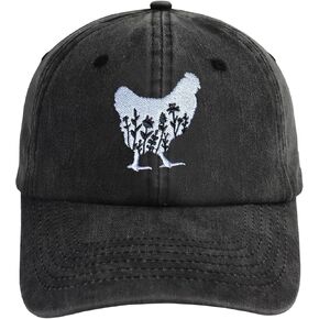 Women's Floral Chicken Hat Vintage Distressed Embroidered Adjustable Washed Dad Baseball Cap