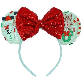 ZHENNAN Christmas Bow Ear Headbands for Women and Men, Cute Santa Claus Mouse Ear Hairbands, Christmas Costume Hair Accessories