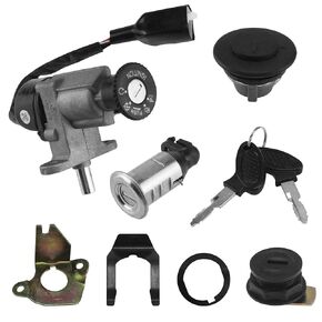 4 Pin 4 Wires B09 B08 Ignition Switch Lock Key Fuel Tank Cap Set for GY6 49cc 50cc 125cc 150cc Chinese Scooter Moped Motorcycle Jonway Jmstar Wangye Sunny Geely Kaitong