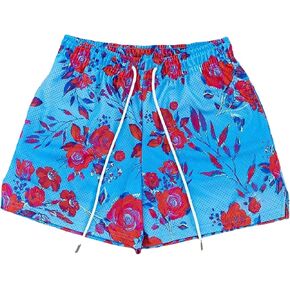 Mens Graphic Shorts Floral Mesh 5 Inch Basketball Cool Shorts