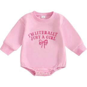 Newborn Baby Boy Girl Fall Clothes Funny Letter Print Sweatshirt Romper Oversized Infant Long Sleeve Bodysuit