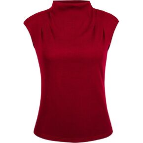 Women's Sleeveless Tops Summer Mock Neck Blouse