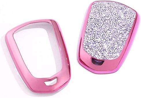 Royalfox(TM) 4 5 6 Buttons 3D Bling keyless Entry Remote Smart Key Fob case Cover for 2016 2017 2018 2019 2020 Cadillac CT6 XT5 CTS XTS SRX ATS DTS STS Accessories (Silver) in Saudi Arabia