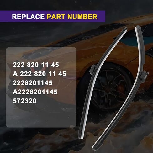 مجموعة شفرات ممسحة الزجاج الأمامي متوافقة مع مرسيدس بنز W222 V222 X222 S300 S320 S350 S400 S450 S500 S550 S560 S600 S650 S63 S65 AMG ممسحات الزجاج الأمامي استبدال 2228201145، A2228201145، 572320 in Kuwait