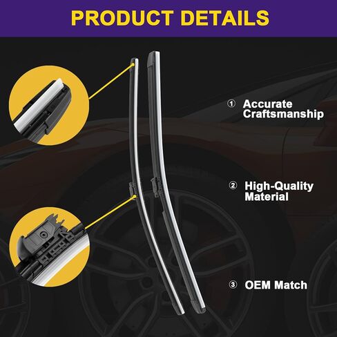 مجموعة شفرات ممسحة الزجاج الأمامي متوافقة مع مرسيدس بنز W222 V222 X222 S300 S320 S350 S400 S450 S500 S550 S560 S600 S650 S63 S65 AMG ممسحات الزجاج الأمامي استبدال 2228201145، A2228201145، 572320 in Kuwait
