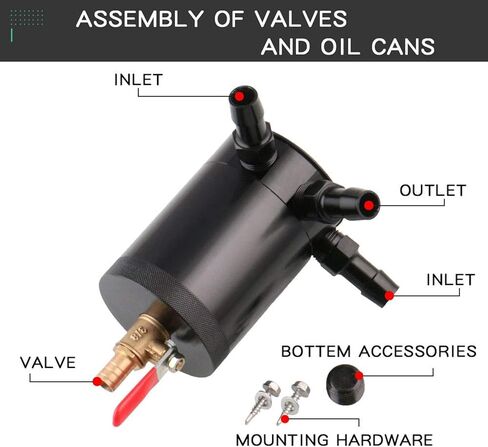 علبة التقاط الزيت ذات 3 منافذ ذات 3 منافذ من Sporacingrts + صمام تصريف الزيت 0.41 بوصة 10.3 مم in Kuwait