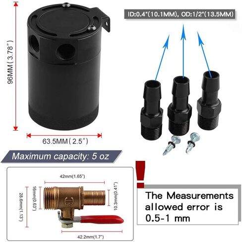علبة التقاط الزيت ذات 3 منافذ ذات 3 منافذ من Sporacingrts + صمام تصريف الزيت 0.41 بوصة 10.3 مم in Kuwait