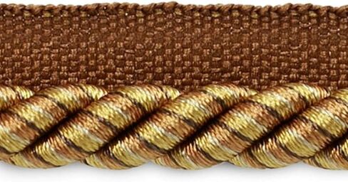 Trims by the Yard Leona 3/8" Twisted Lip Cord Trim, Versatile Trim for DIY Crafts, Picture Frames, Home Decor, and Fashion Items, 20-Yard Cut, Beige/Gold in Saudi Arabia