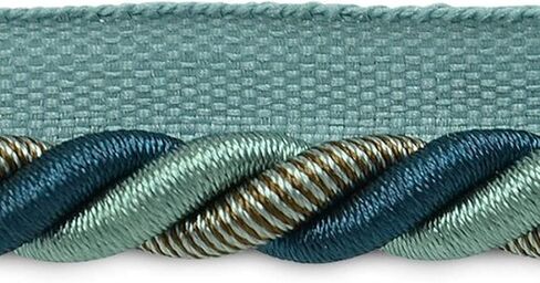 Trims by the Yard Leona 3/8" Twisted Lip Cord Trim, Versatile Trim for DIY Crafts, Picture Frames, Home Decor, and Fashion Items, 20-Yard Cut, Beige/Gold in Saudi Arabia