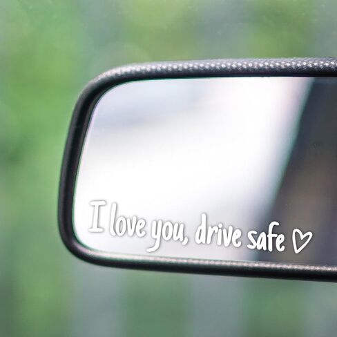 3 قطع I Love You Drive ملصق مرآة آمن، ملصق سيارة لطيف لمصد النافذة الأمامية لمرآة الرؤية الخلفية، ملصق حروف من الفينيل، إكسسوارات سيارة مضحكة للفتيات والنساء والرجال، ملصق تذكير للقيادة (أبيض) in Saudi Arabia