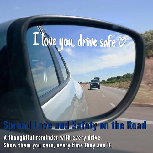 3 قطع I Love You Drive ملصق مرآة آمن، ملصق سيارة لطيف لمصد النافذة الأمامية لمرآة الرؤية الخلفية، ملصق حروف من الفينيل، إكسسوارات سيارة مضحكة للفتيات والنساء والرجال، ملصق تذكير للقيادة (أبيض) in Saudi Arabia