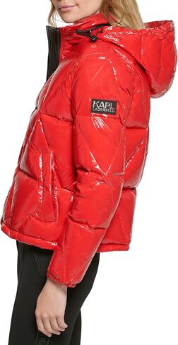 KARL LAGERFELD Women's Glossy Rain Wear Short Puffer in Saudi Arabia