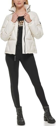 KARL LAGERFELD Women's Glossy Rain Wear Short Puffer in Saudi Arabia