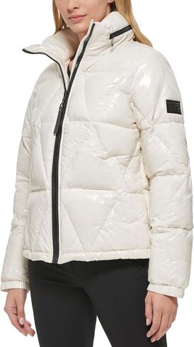 KARL LAGERFELD Women's Glossy Rain Wear Short Puffer in Saudi Arabia