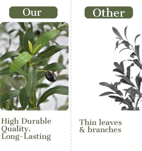 Faux Olive Tree 7.5ft Artificial Olive Silk Plant Realistic Olive Tree Branches Lifelike Leaves Fruit Large Fake Potted with White Planter for Housewarming Living Room Modern Indoor Outdoor Decoration in Saudi Arabia