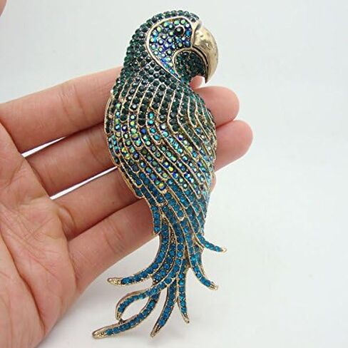 TTjewelry 4.45" Vintage Elegant Parrot Rhinestone Crystal Brooch Pin Bird Pendant in Kuwait