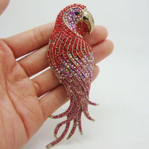 TTjewelry 4.45" Vintage Elegant Parrot Rhinestone Crystal Brooch Pin Bird Pendant in Kuwait