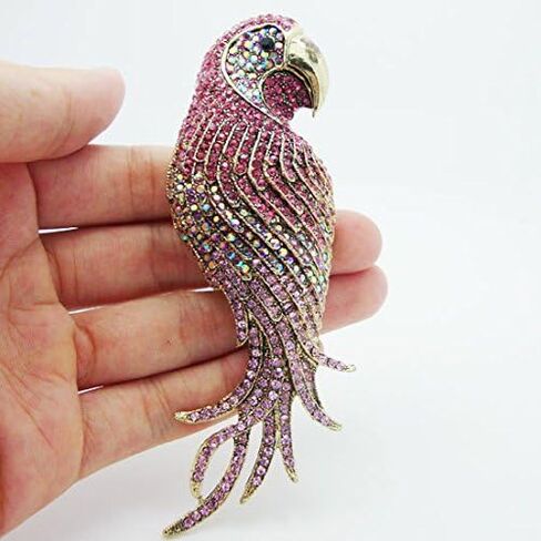 TTjewelry 4.45" Vintage Elegant Parrot Rhinestone Crystal Brooch Pin Bird Pendant in Kuwait
