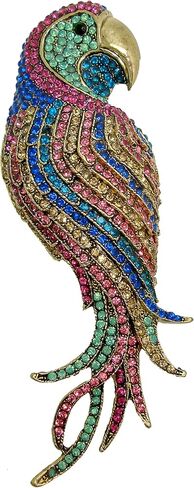 TTjewelry 4.45" Vintage Elegant Parrot Rhinestone Crystal Brooch Pin Bird Pendant in Kuwait