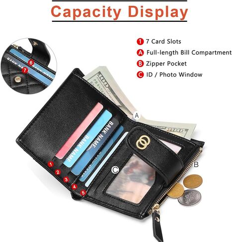 Small Wallet for Women Leather Card Holder Bifold Compact Wallets Purse With Zipper Coin Pocket in Saudi Arabia
