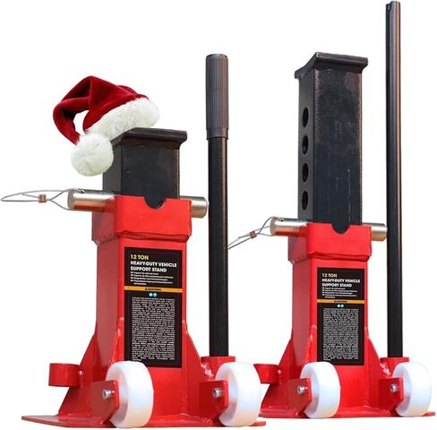 BIG RED Torin 12 Ton Heavy Duty Jack Stands: Pin Style Jack Stand with 2 Casters and Handle, Easily Portable Car Stand for Cars, SUVs, Truck and Pick Ups - Red in Kuwait