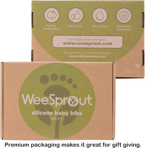 مرايل أطفال من السيليكون المقاومة للماء من WeeSprout (مجموعة من 2) | جيب للقبض على الطعام in Kuwait