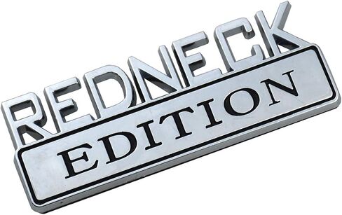 2 PACK REDNECK EDITION EXTERIOR EMBLEM CAR TRUCK BOAT DECAL LOGO REPLACEMENT FOR F-150 F250 F350 SILVERADO RAM 1500 (Chrome/Black) in Kuwait
