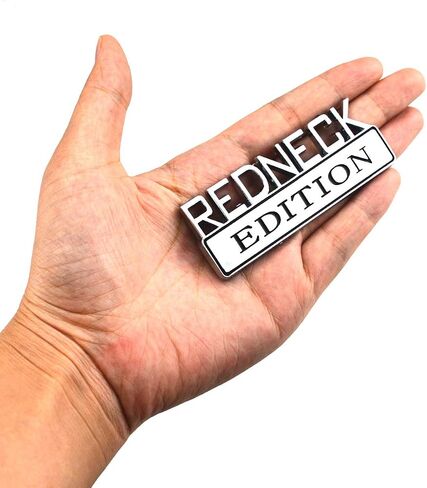 2 PACK REDNECK EDITION EXTERIOR EMBLEM CAR TRUCK BOAT DECAL LOGO REPLACEMENT FOR F-150 F250 F350 SILVERADO RAM 1500 (Chrome/Black) in Kuwait