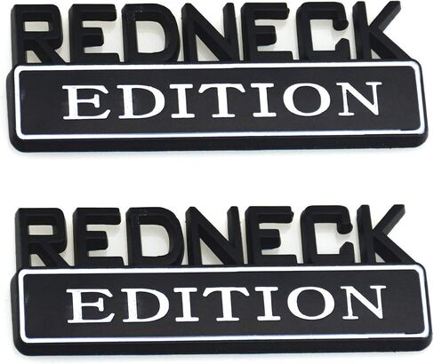 2 PACK REDNECK EDITION EXTERIOR EMBLEM CAR TRUCK BOAT DECAL LOGO REPLACEMENT FOR F-150 F250 F350 SILVERADO RAM 1500 (Chrome/Black) in Kuwait