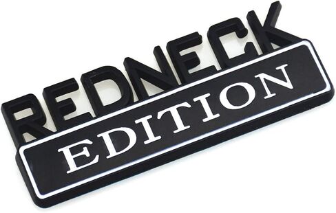 2 PACK REDNECK EDITION EXTERIOR EMBLEM CAR TRUCK BOAT DECAL LOGO REPLACEMENT FOR F-150 F250 F350 SILVERADO RAM 1500 (Chrome/Black) in Kuwait
