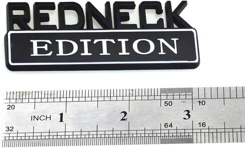 2 PACK REDNECK EDITION EXTERIOR EMBLEM CAR TRUCK BOAT DECAL LOGO REPLACEMENT FOR F-150 F250 F350 SILVERADO RAM 1500 (Chrome/Black) in Kuwait