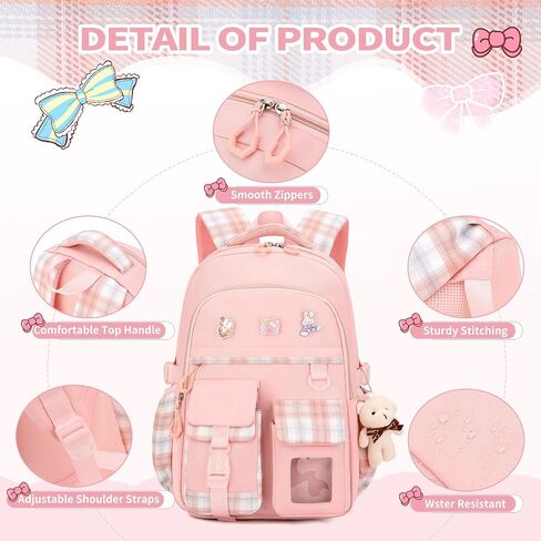 Girls School Backpack,3PCS Bookbag Cute 18Inch Bag College Middle High Elementary with Lunch Box & Pencil case (Purple Set) in Saudi Arabia