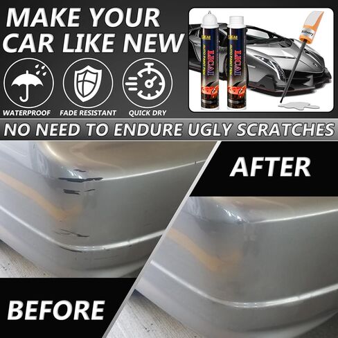 طلاء لمسات نهائية للسيارات، قلم طلاء السيارة الفضي لإصلاح الخدوش، طلاء لمس مزدوج في واحد، حل سريع وسهل لإصلاح الخدوش الطفيفة في السيارة، قلم طلاء اللمس 0.4 أونصة سائلة in Kuwait