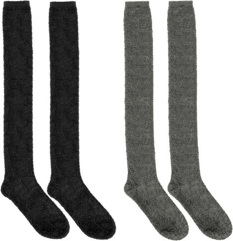 Unisex Microfiber Over-Knee Socks 2 Pairs-Velvet Soft Stretch Breathable Sweat Wicking in Saudi Arabia