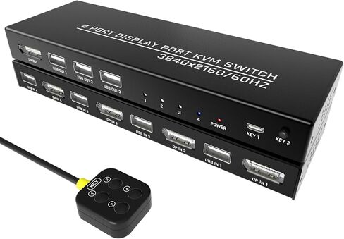 KVM Switch VGA 2 Port, DiamondTiger VGA KVM Switch for 2 Computers Share 1 Monitor & 3 USB 2.0 Keyboard Mouse Scanner Printer,U Disk, Driver-Free for All OS,2 KVM Cables 1 Desktop Controller Included in Saudi Arabia