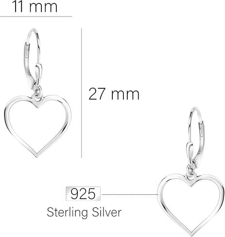 SOFIA MILANI - Solid 925 Sterling Silver Earrings for Women - Heart Dangle Earrings - 20504 in Kuwait