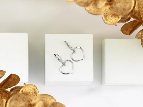 SOFIA MILANI - Solid 925 Sterling Silver Earrings for Women - Heart Dangle Earrings - 20504 in Kuwait