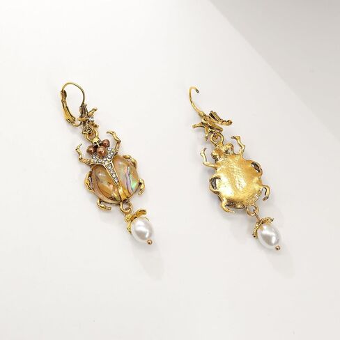 Vintage Beetle Scarab Bug Dangle Earrings for Women, Imitation Pearl Insect Drop Dangle Earrings Renaissance Victorian Style Jewelry Earrings Egyptian Earrings for Party Gifts in Kuwait