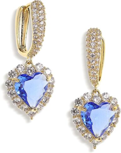 Sonateomber Rhinestone Heart dangle Gold Hoop Earrings for Women Valentines Day Sparkly Crystal Cubic Zirconia Drop Huggie Earing Dangling Prom Fashion Jewelry Gift in Kuwait