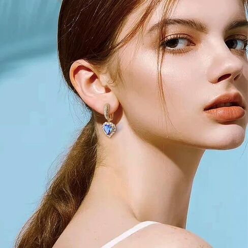 Sonateomber Rhinestone Heart dangle Gold Hoop Earrings for Women Valentines Day Sparkly Crystal Cubic Zirconia Drop Huggie Earing Dangling Prom Fashion Jewelry Gift in Kuwait