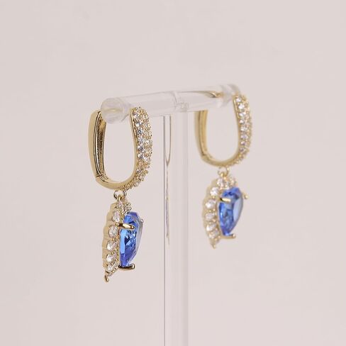 Sonateomber Rhinestone Heart dangle Gold Hoop Earrings for Women Valentines Day Sparkly Crystal Cubic Zirconia Drop Huggie Earing Dangling Prom Fashion Jewelry Gift in Kuwait