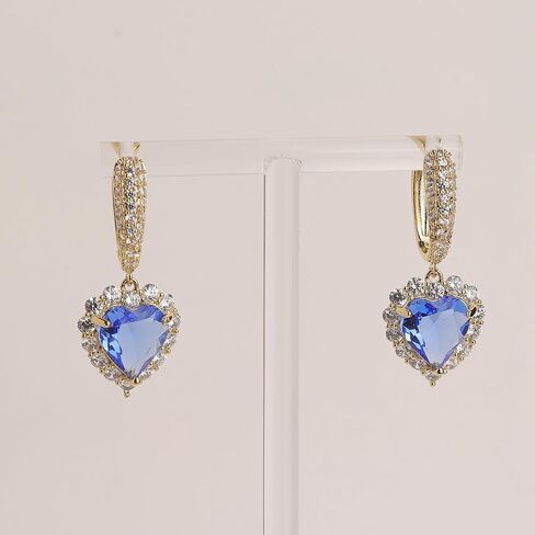 Sonateomber Rhinestone Heart dangle Gold Hoop Earrings for Women Valentines Day Sparkly Crystal Cubic Zirconia Drop Huggie Earing Dangling Prom Fashion Jewelry Gift in Kuwait