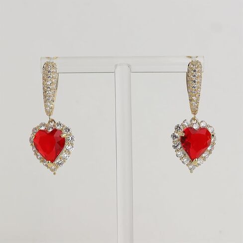 Sonateomber Rhinestone Heart dangle Gold Hoop Earrings for Women Valentines Day Sparkly Crystal Cubic Zirconia Drop Huggie Earing Dangling Prom Fashion Jewelry Gift in Saudi Arabia