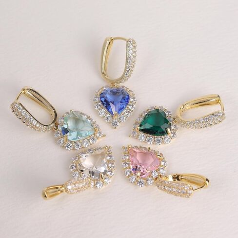 Sonateomber Rhinestone Heart dangle Gold Hoop Earrings for Women Valentines Day Sparkly Crystal Cubic Zirconia Drop Huggie Earing Dangling Prom Fashion Jewelry Gift in Kuwait