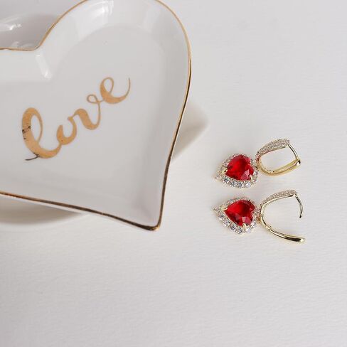 Sonateomber Rhinestone Heart dangle Gold Hoop Earrings for Women Valentines Day Sparkly Crystal Cubic Zirconia Drop Huggie Earing Dangling Prom Fashion Jewelry Gift in Saudi Arabia