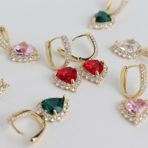 Sonateomber Rhinestone Heart dangle Gold Hoop Earrings for Women Valentines Day Sparkly Crystal Cubic Zirconia Drop Huggie Earing Dangling Prom Fashion Jewelry Gift in Saudi Arabia