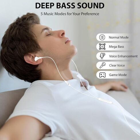 USB C Headphone, Voice Changer Earbuds Wired with Mic, Karaoke Type-C Earphone with Case Deep Bass Noise Canceling Cord Ear Buds for iPhone 16 15 Pro Max Plus iPad Galaxy S24 Ultra S23 FE Pixel 9 8 7 in Kuwait