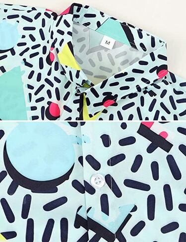 Arssm Mens 2 Pieces Vintage Shirts and Shorts Set 80s 90s Outfit Button Down Beach Suit Quick Dry for Vintage Halloween Party in Kuwait